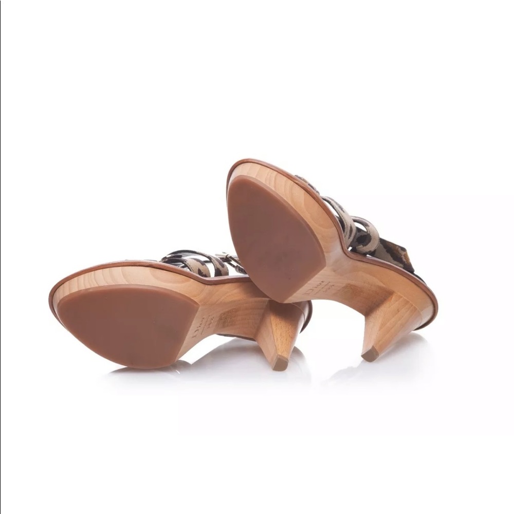 Christian Dior animal print heels 9.5 platform tan sandals 39.5 strappy trendy - Picture 5 of 6